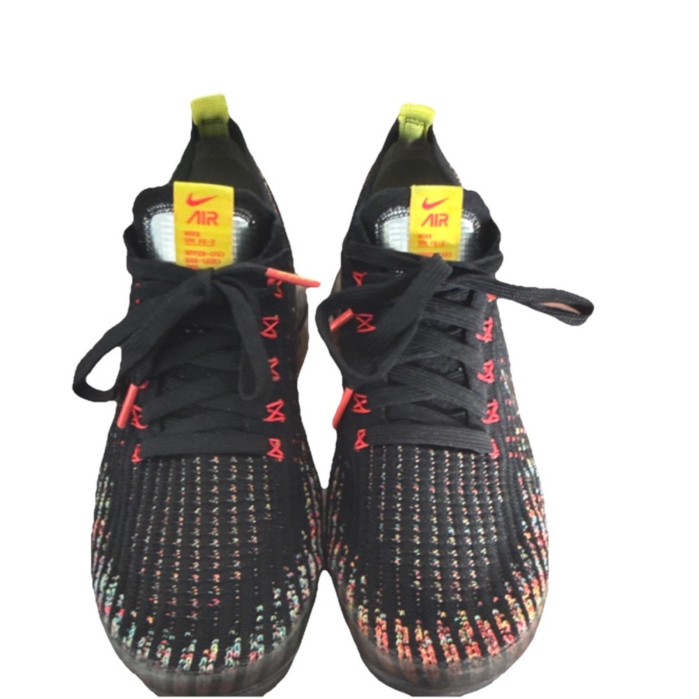 Nike Air VaporMax Flyknit in Black and Red with Multicolor Accents - Picture 2 of 6